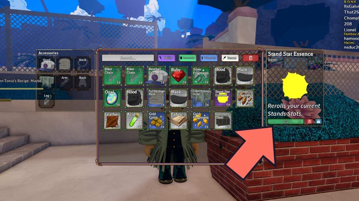 Stand stat essence usage